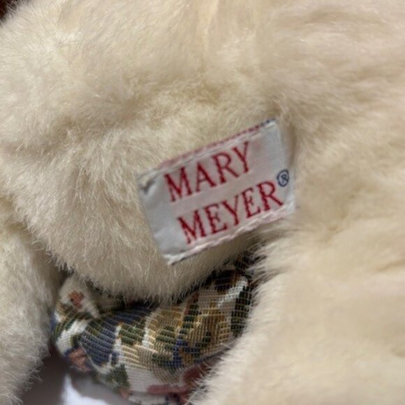Mary Meyers White & Pink Bag T eddy Bear Vintage 1998 Plush with Bow - Picture 4 of 7